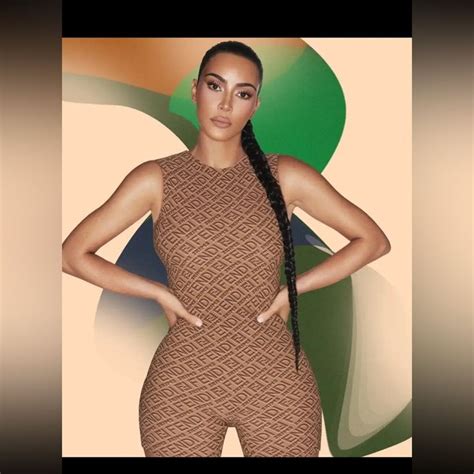 kim kardashian x fendi|sleeveless mid thigh bodysuit Fendi.